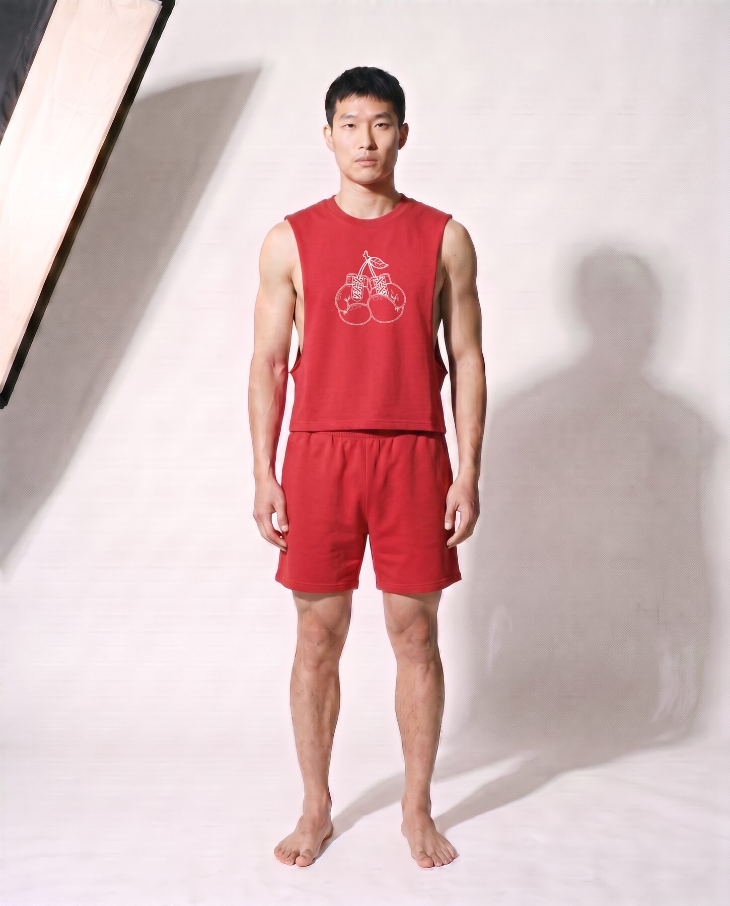Cropped Cutoff Tee in Cherry Red